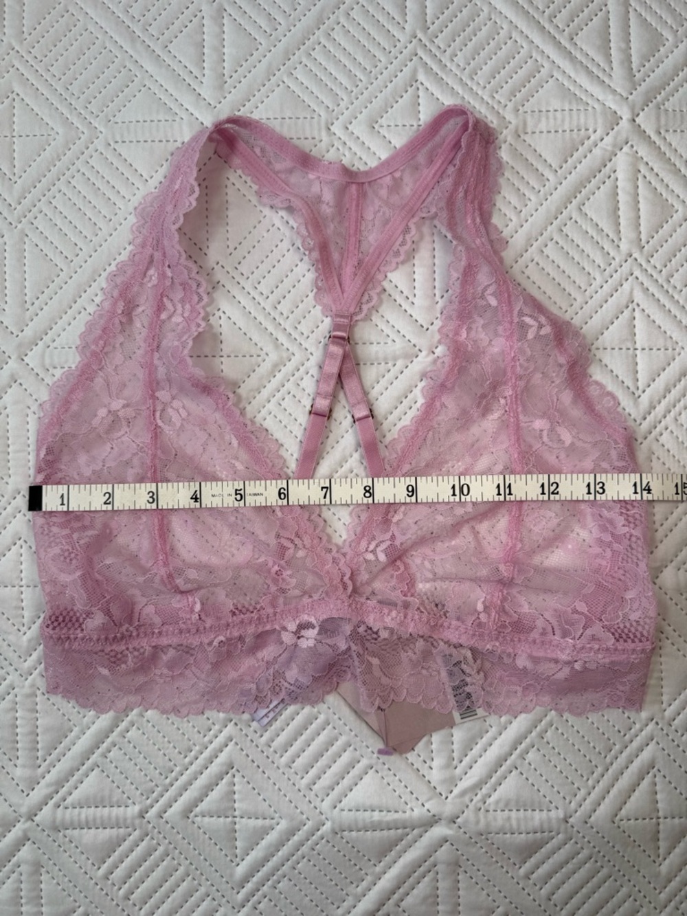 Savage X Fenty Unicorn Lavender Pink Floral Lace Racerback Bralette Size L - Picture 6 of 11